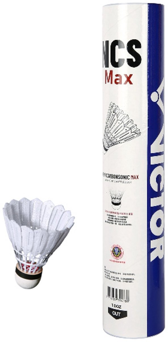 Victor NCS MAX carbonsonic verenshuttle - wit 12 stuks - speed 78