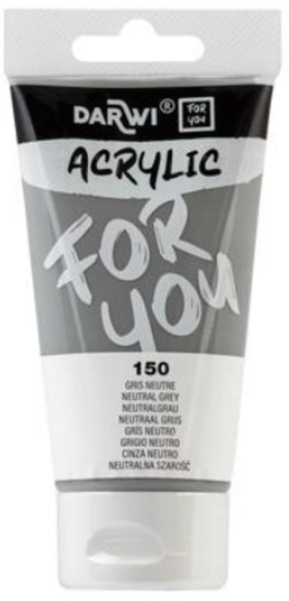 Darwi For You acrylverf 75 ml in tube neutraal grijs