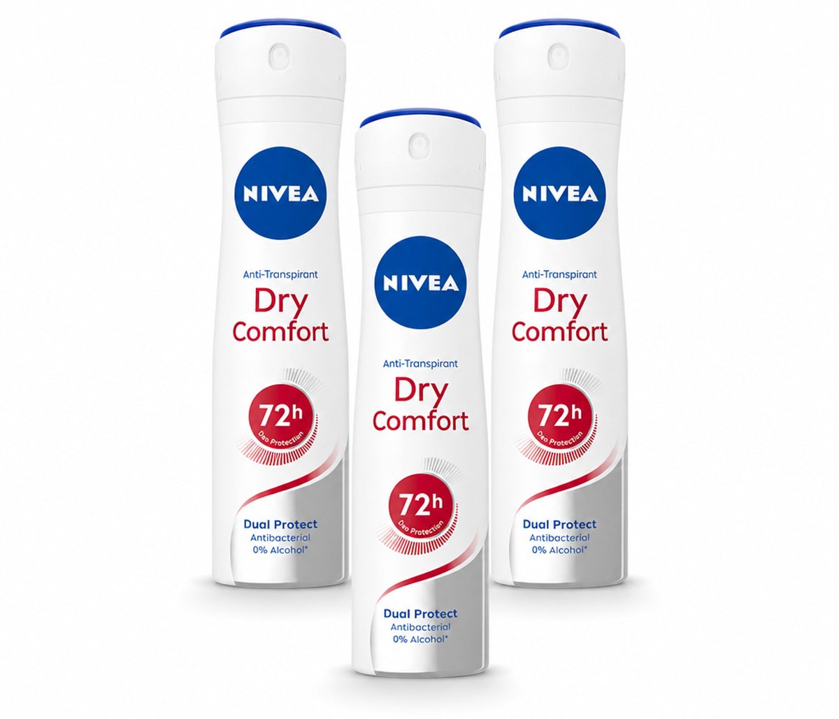 3 x NIVEA - Deodorant Spray - Droog Comfort - Antibacterieel - 150 ml - Bulkverpakking - 3 stuks