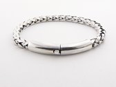 Gevlochten zilveren armband met kliksluiting - pols 19 cm