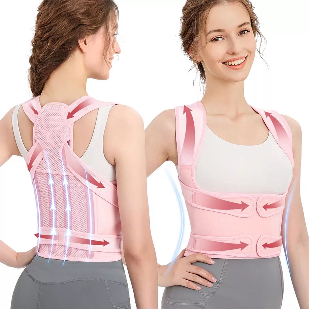 Houdingscorrector Rugbrace – Verstelbare Rugondersteuning voor Rug & Schouders – Posture Corrector voor Dames en Heren S