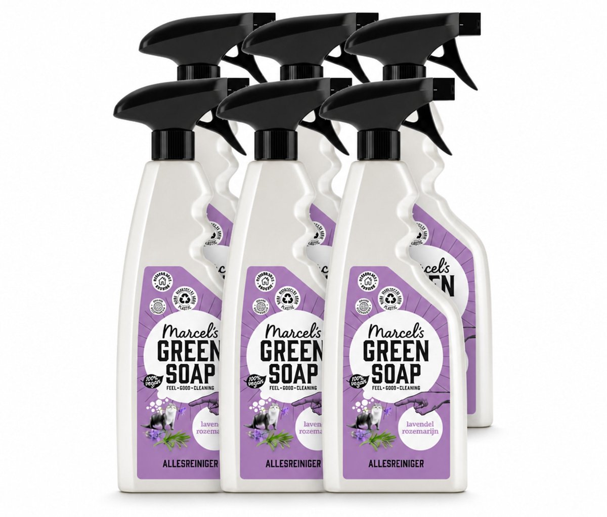 6 x Marcel’s Green Soap – Allesreiniger Spray – Lavendel & Rozemarijn – 500 ml - Voordeelverpakking - 6 stuks