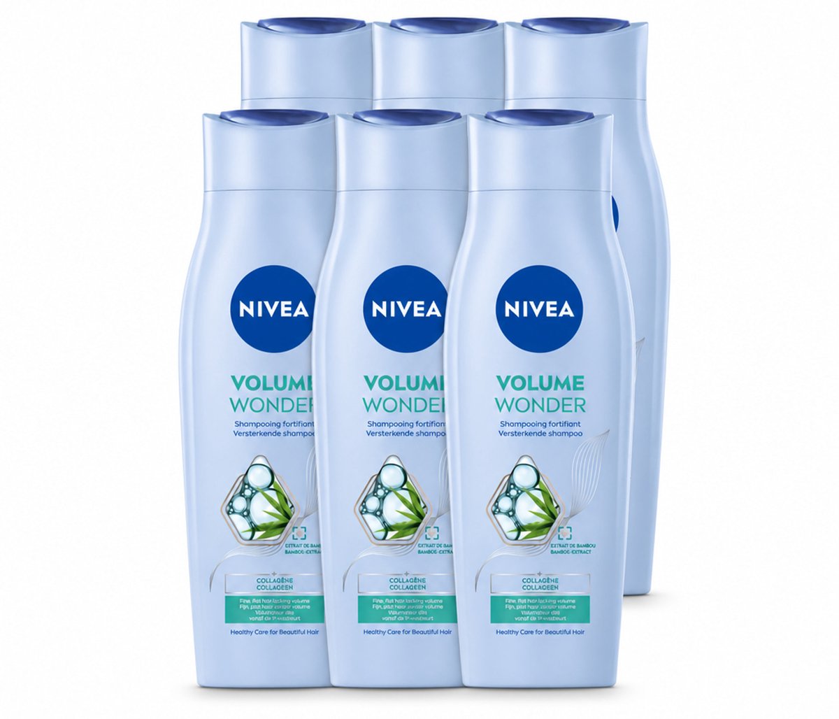 6 x NIVEA - Shampoo - Volumeverzorging - Versterkend - Gezonde Zorg - 250 ml - Voordeelverpakking - 6 stuks