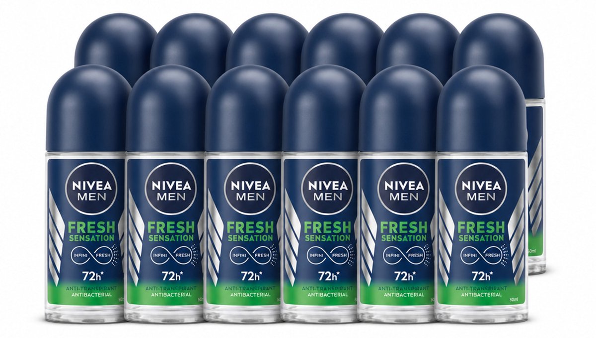 12 x NIVEA MEN - Deodorant Roller - Fresh Sensation - 50 ml - Voordeelverpakking - 12 stuks