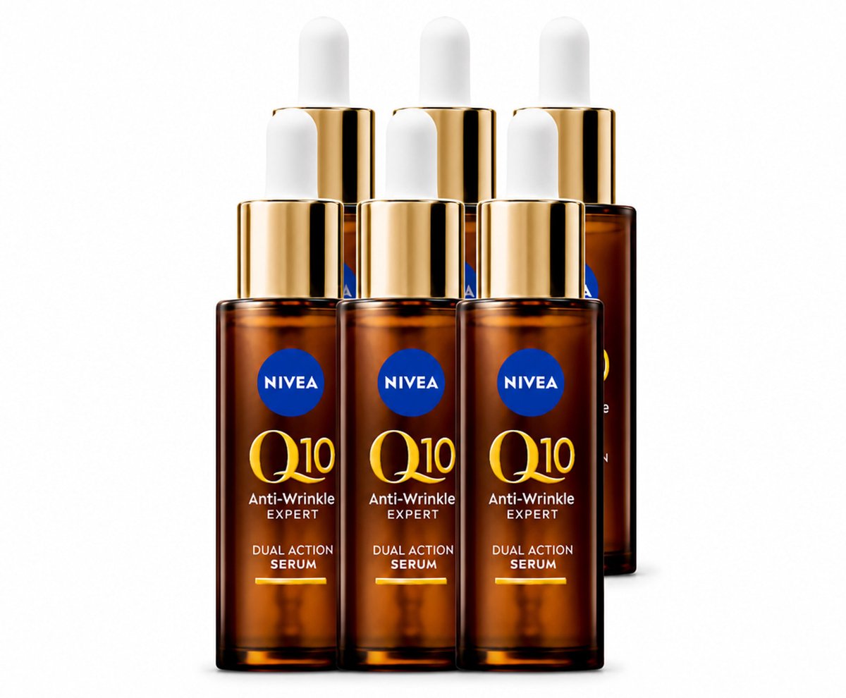 6 x NIVEA - Gezichtsserum - Q10 Dubbele Werking Anti-Rimpel - Dubbele werking - Vermindert & voorkomt rimpels - 30 ml - Voordeelverpakking - 6 stuks
