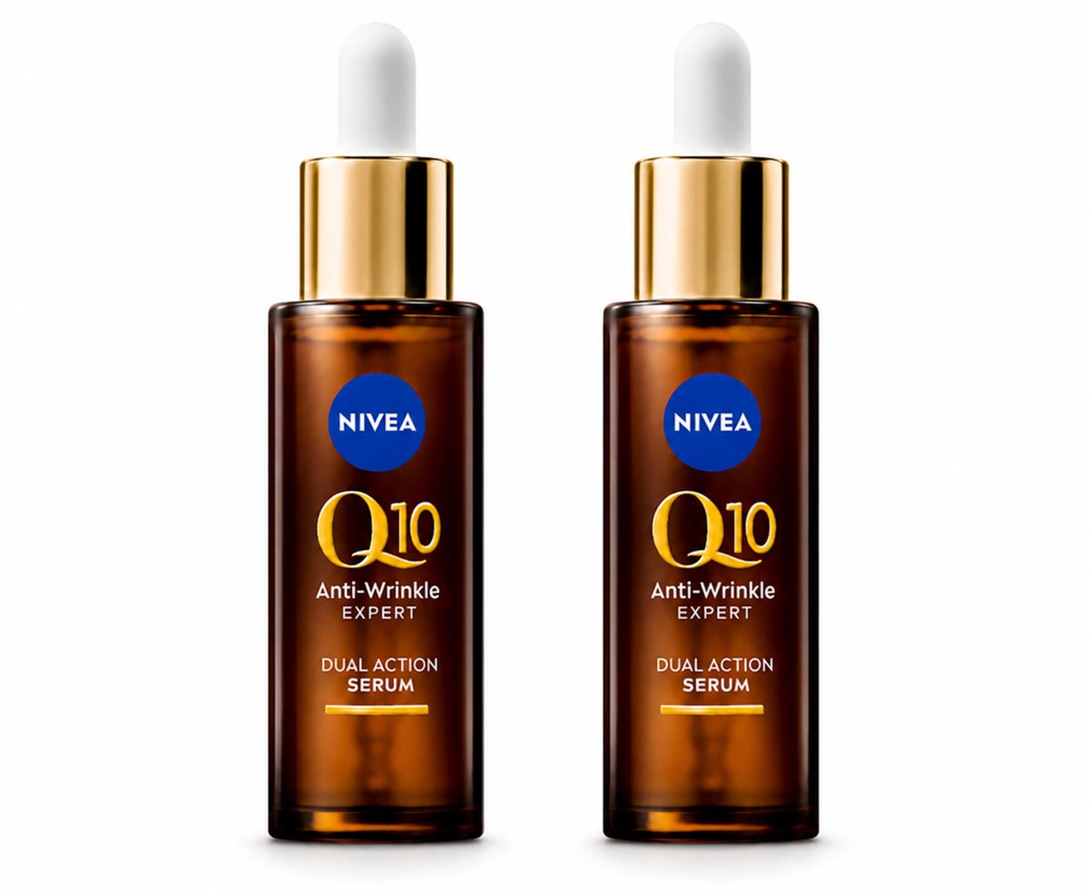 2 x NIVEA - Gezichtsserum - Q10 Dubbele Werking Anti-Rimpel - Dubbele werking - Vermindert & voorkomt rimpels - 30 ml - Bulkverpakking - 2 stuks