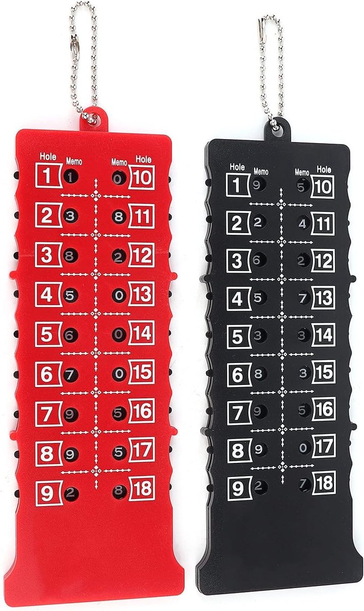 Accurate Golf Score Counter voor 18 Holes - 2 Stuks, Ideaal voor Training en Competitie, Handig Scoringsysteem in Zwart en Rood