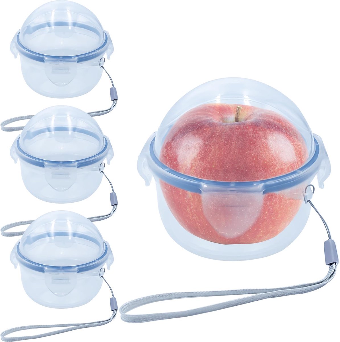 Fruitbakjes - Mini Vershoudbakjes - Luchtdichte Bewaardozen met Silicone Afdichting - 9,5x10 cm - Voor Fruit, Groenten, Tomaten, Appels en Citroenen - Transparant - 4 stuks