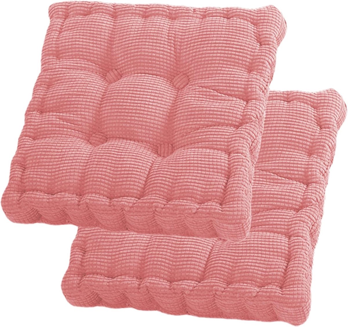 Set van 2 Vloerkussens 40 x 40 cm, Dikke Stoelkussens voor Binnen en Buiten, Yoga Kussen en Huisdierbed, Roze