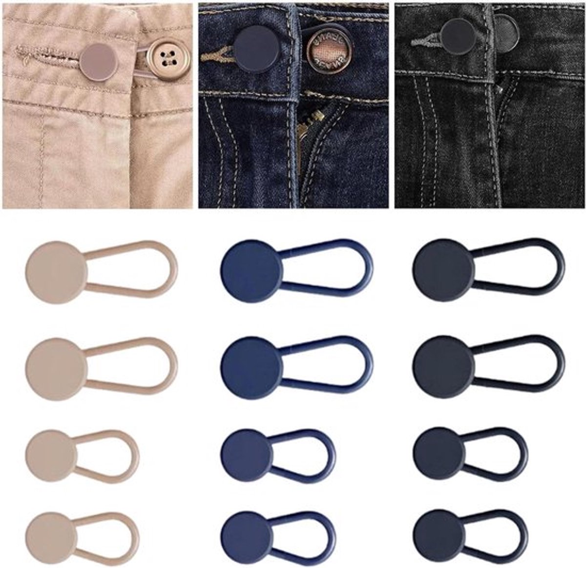 Allecto Plus Knoopverlengers voor dames en heren Set van 12 Taille- en Any