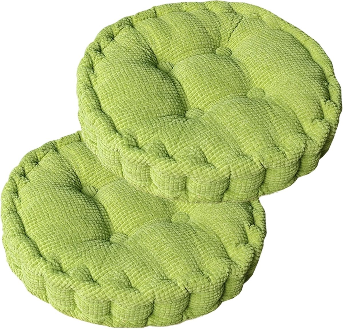 Set van 2 Ronde Zitkussens 40 x 40 cm - Dikke Kussens voor Stoelen, Yoga en Huisdieren, Geschikt voor Binnen en Buiten, Groen
