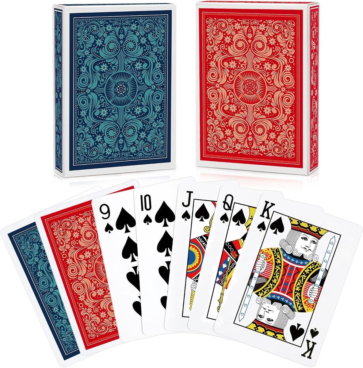 Set van 2 Speelkaarten - Blauw - 63 x 88 mm - Professionele Pokerkaarten - Voor Volwassenen