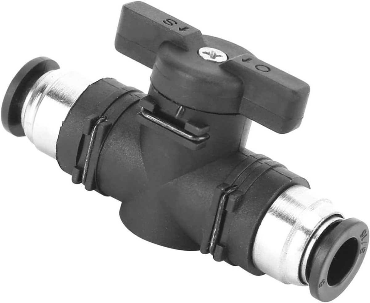 Zwarte pneumatische 2-way snelkoppeling adapter voor handventiel en draaikoppeling, geschikt voor 6mm-12mm slangen