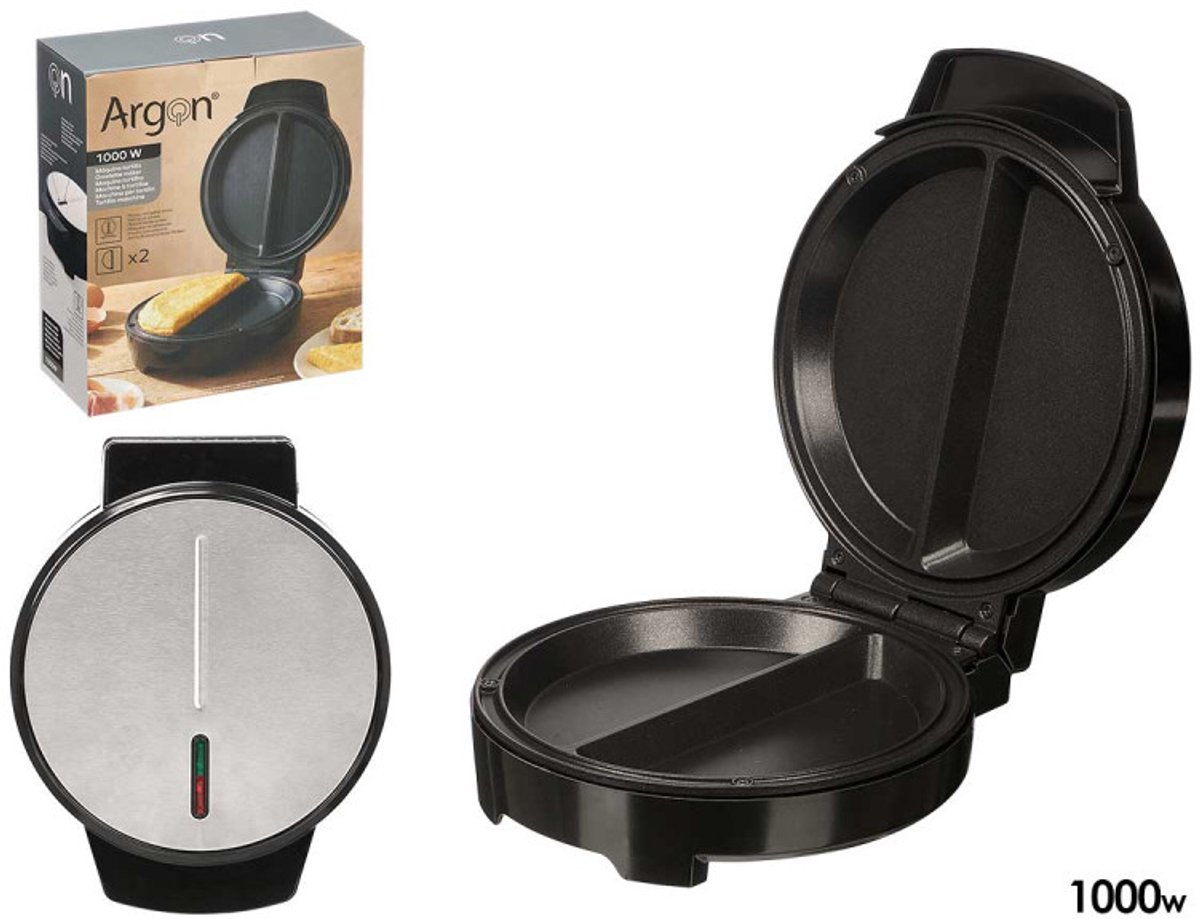 Omeletmaker - 1000W - zwart - anti aanbaklaag - omelet / tortilla / pizza / pannenkoek / wrap