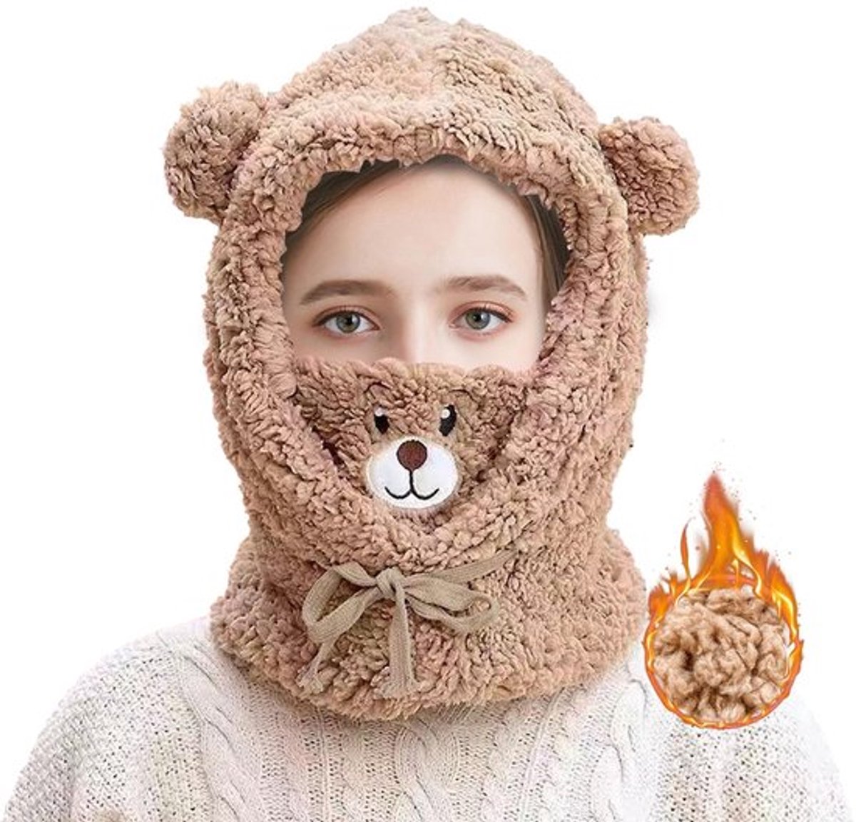 Dailygoods- Bivakmuts Warm Fleece Winddicht Gezichtsmasker Thermisch Zwart