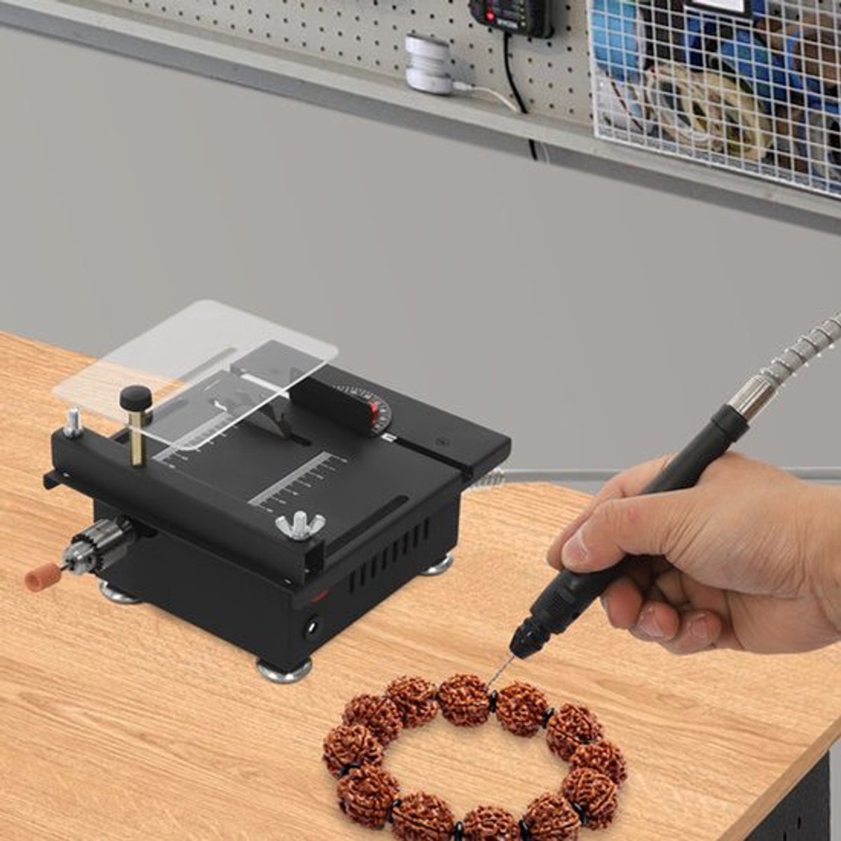Mini Tafelzaag - 7 Snelheden - 100W - Compact Formaat - Koudgewalst Staal - Voor Doe-Het-Zelf Projecten