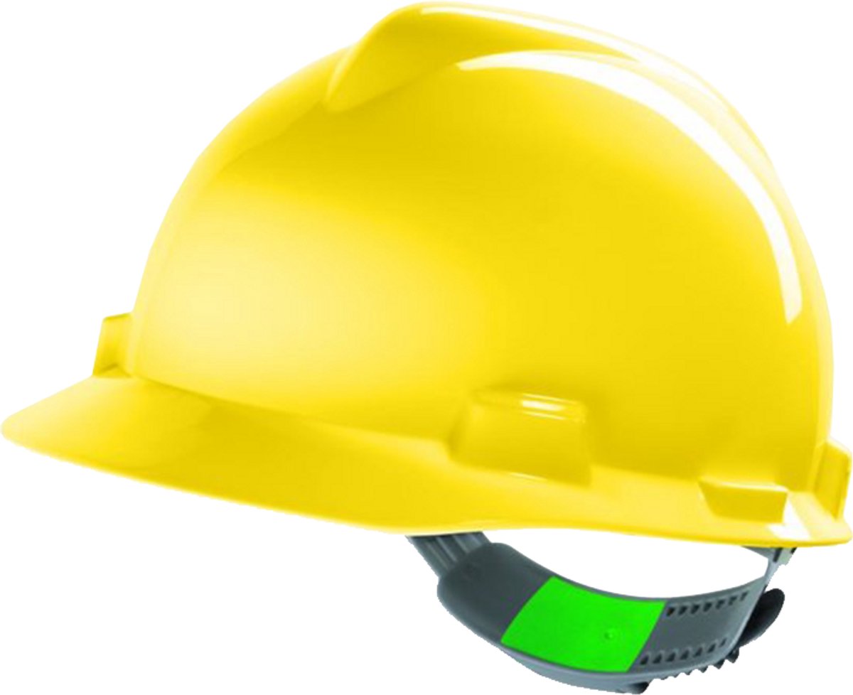 MSA V-Gard 520 Veiligheidshelm Geel - Werk Helm met Push-key Binnenwerk - Bouwhelm Volwassenen - EN397 Gecertificeerd - Niet Geventileerd