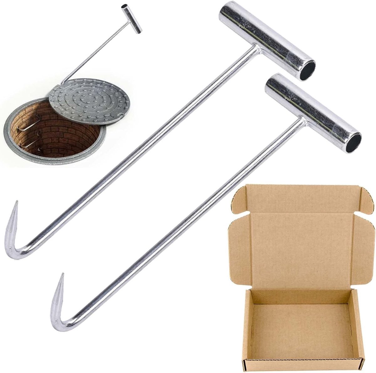 Heavy Duty Duct Lid Lifter met Rvs Haken - 30 cm, Sterke Lifting Hooks voor Efficiënt Gebruik, 2 Stuks