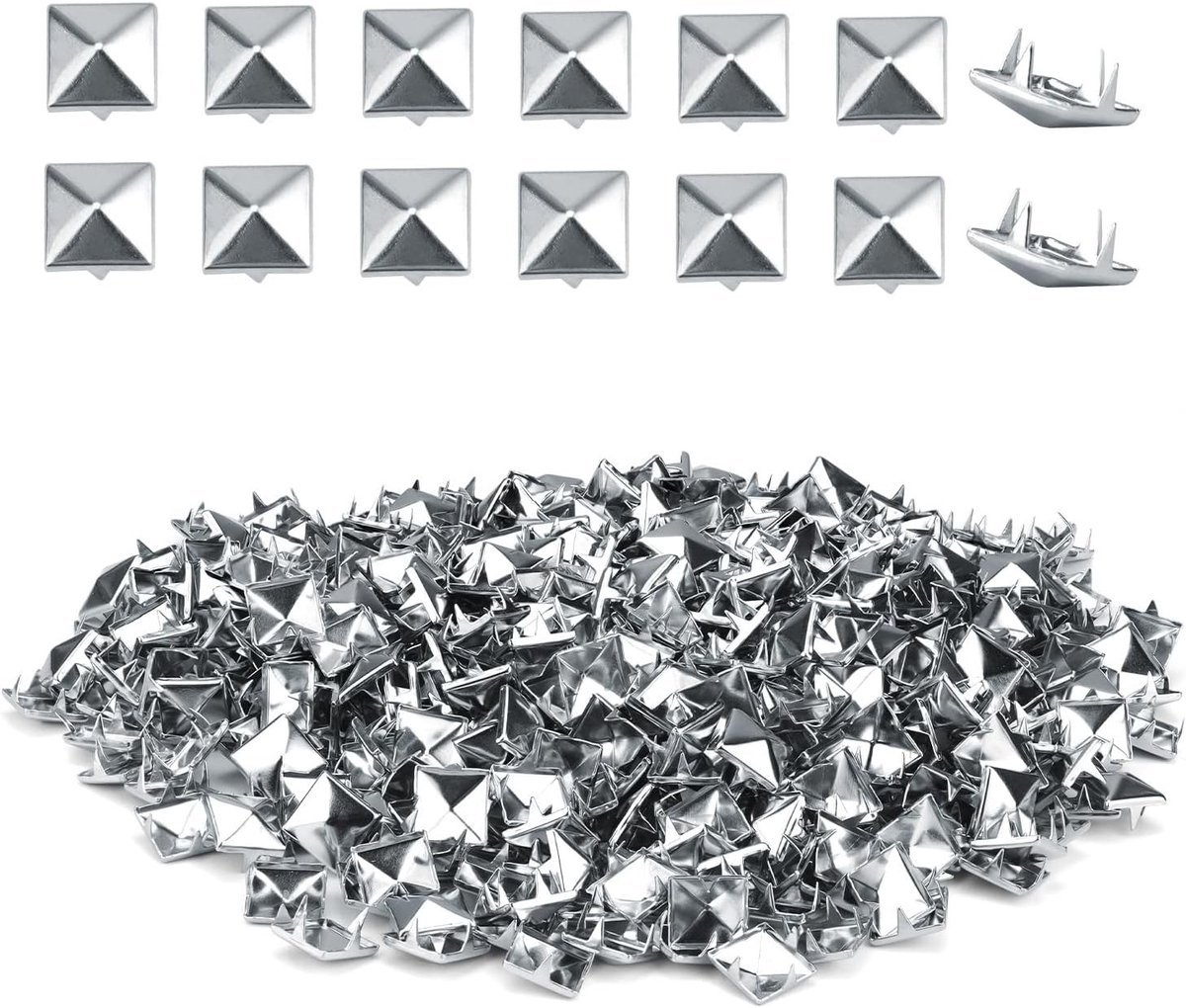 500 Stuks Leren Nietjes, Vierkante Nietjes 10mm, Zilver - Perfect voor Handwerken en Creatieve Projecten