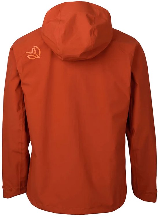 Dos d'une veste Ternua orange à capuche avec logo au dos.