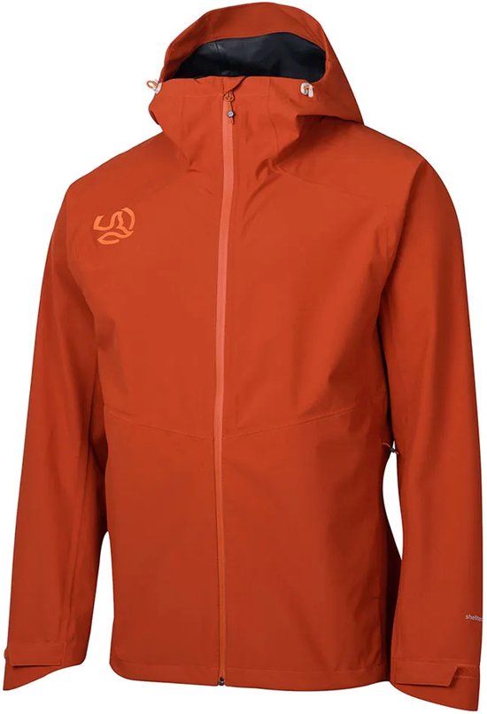 Veste Ternua orange à capuche, zip avant et logo sur la poitrine.