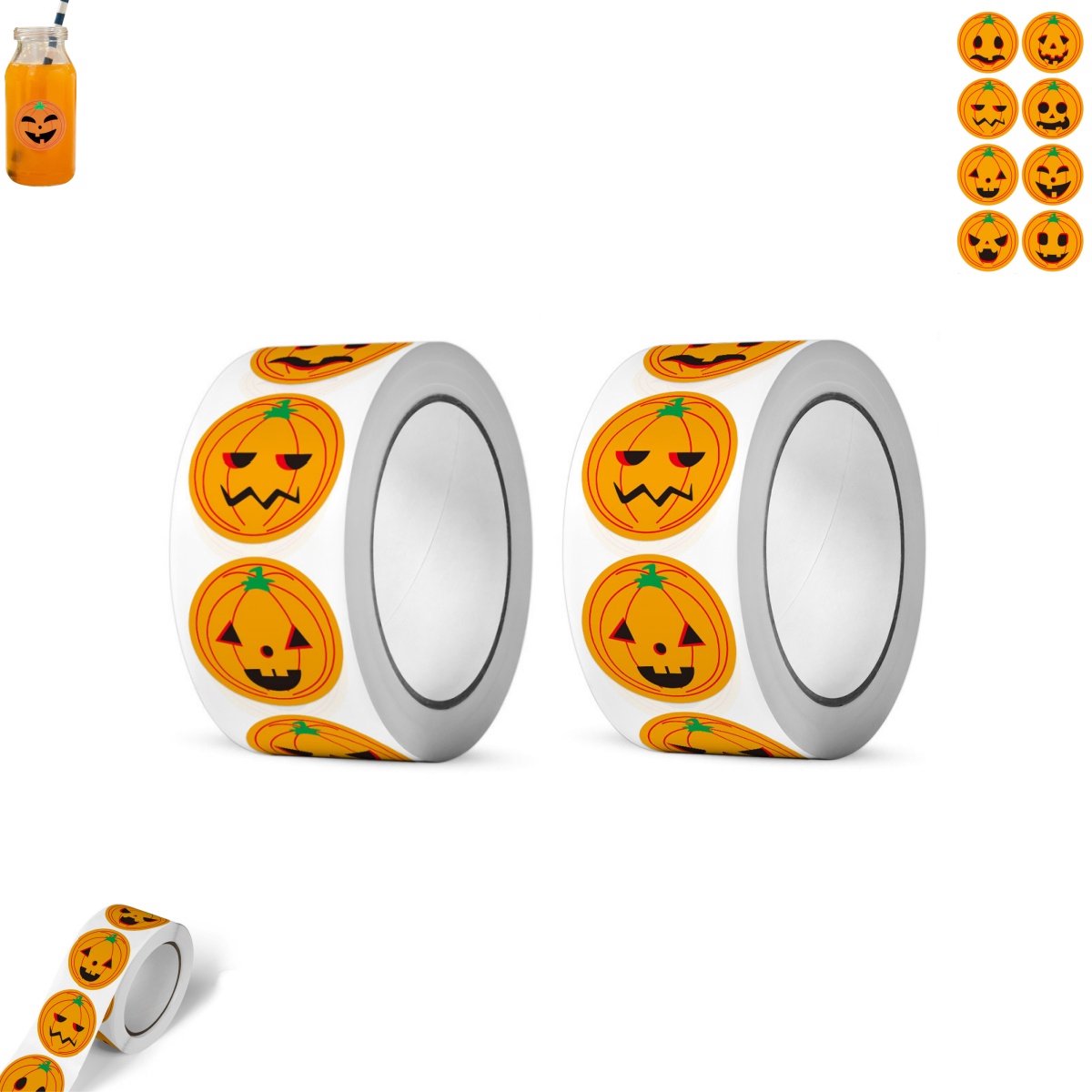 2 stuks - Halloweenstickers - Ronde sluitstickers - Rollen Halloween-envelopstickers - Zelfklevende cadeaulabels - Pompoenvormige waterdichte stickers - Geschikt voor herfst-, Thanksgiving- en Halloween-dagboeken, en decoratie van cadeautassen