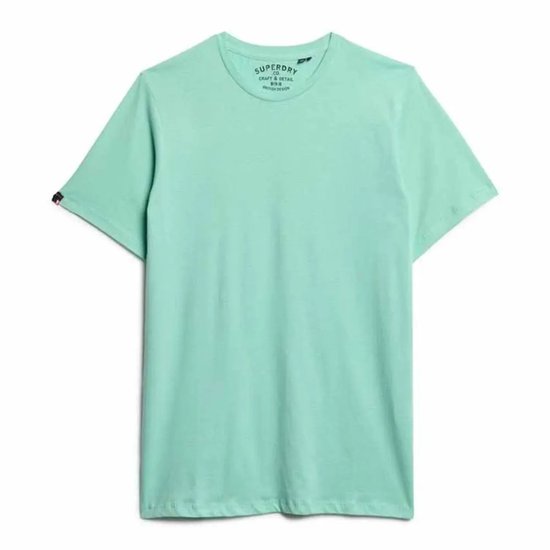 T-shirt vert d'eau uni à manches courtes et col rond.