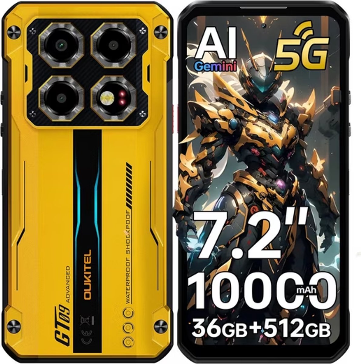 OUKITEL WP60 5G Outdoor Smartphone-36GB RAM-512GB ROM-7,2 Inch 120Hz HD-10000mAh 33W-IP68