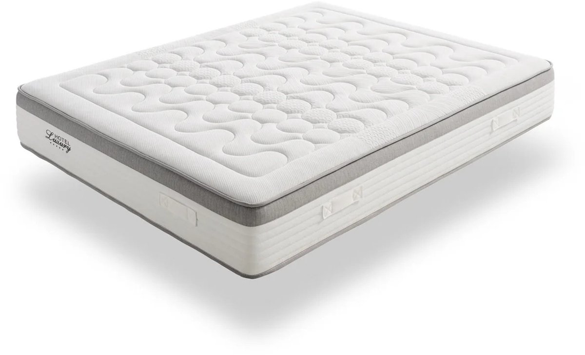 Matris Matras met verpakte veren Hotel 5 Sterren 105X200 Hoogte 30 cm +/- 2 - Stevigheid: Medium-Hoog Blanco