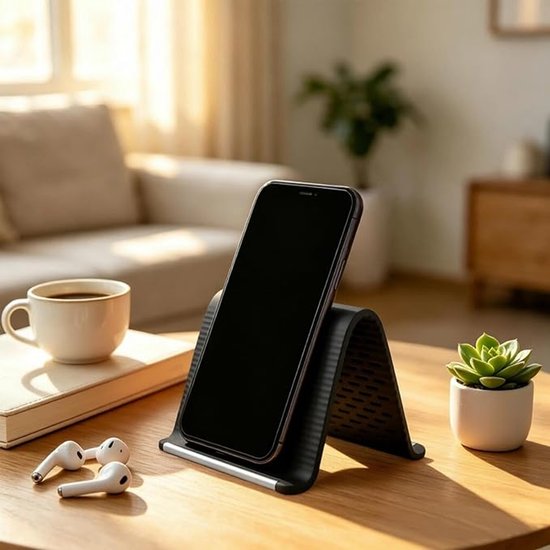 Zwarte mobiele telefoonhouder, verstelbare flexibele silicone platte telefoonhouder, draagbare mobiele telefoonhouder, bureaublad, mobiele telefoonhouder, huishoudelijke bureaublad, reizen — afbeelding 5