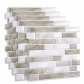 Mondura - Plaktegels Zelfklevend 3D 10 Stuks - Tegelstickers & Muurstickers Keuken - Tegelsticker Badkamer - Marmerlook Beige Wit - 25x25 cm