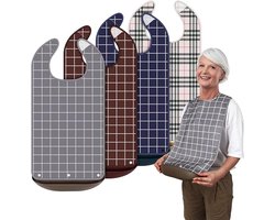 Slabbetjes 4 stuks - 35 x 72 cm - Slabbetjes voor volwassenen - Herbruikbaar - Wasbaar - Waterdicht en vlekbestendig - Kledingbescherming- Halsbandstijl - Wasbaar en herbruikbaar - Ruitjespatroon - Slab - Geschikt voor dames en heren - TENGYIF®