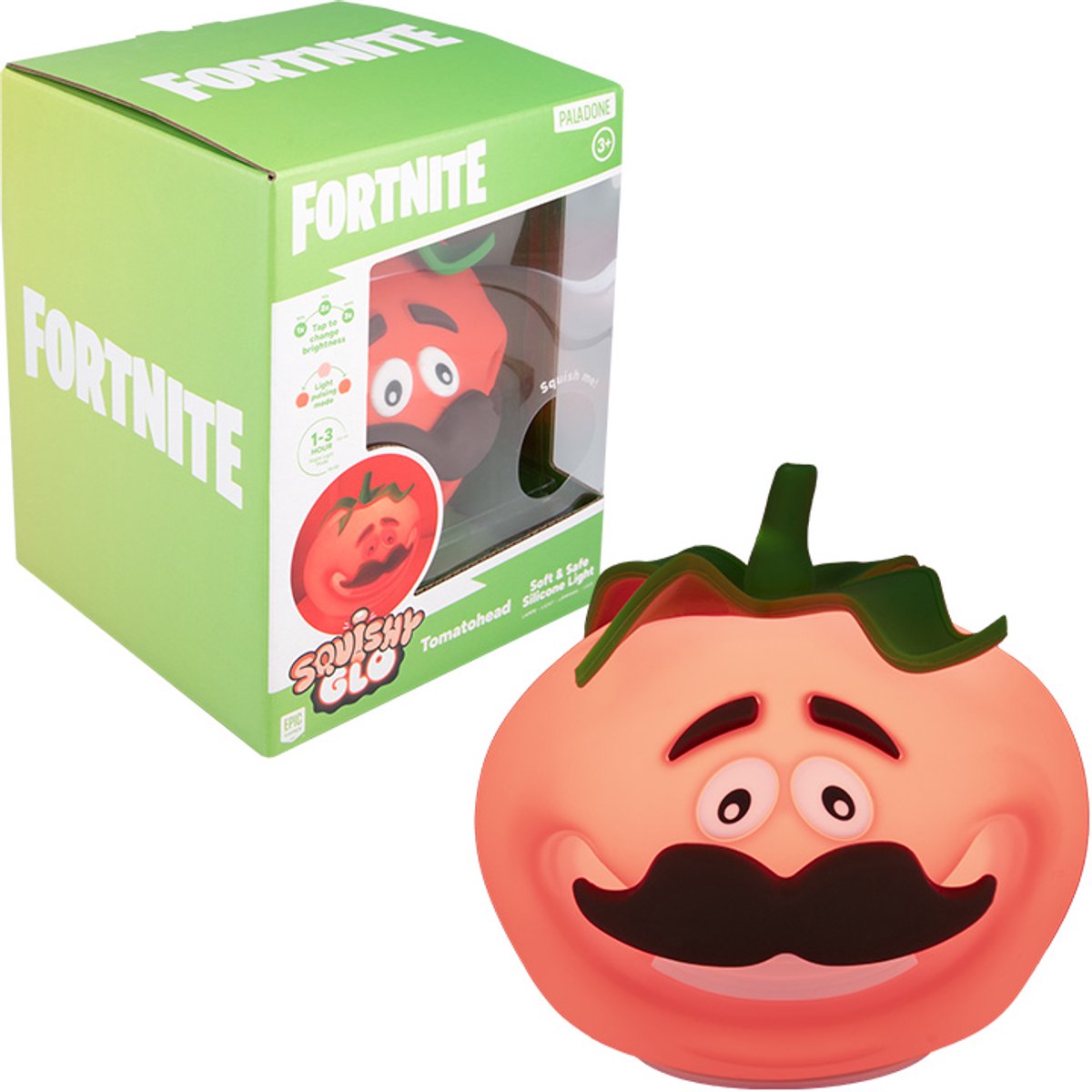 Tomatohead Fortnite SquishyGlo Siliconen Lamp – Oplaadbare Zachte Nachtlamp met Timer – Paladone