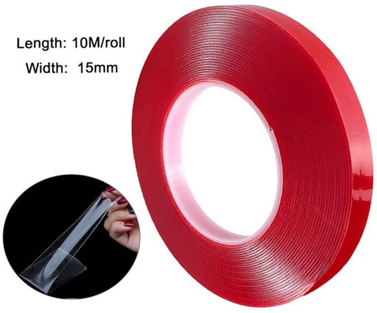 Premium Dubbelzijdig Acryl Plakband - Extra Sterk - Waterdicht - Transparant - Montageplakband - Ideaal voor Thuis en Kantoor - 10 m x 15 mm
