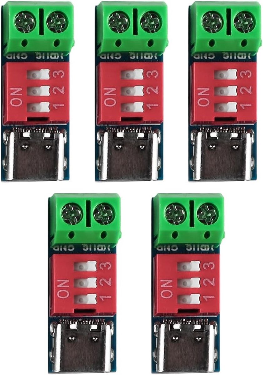 USB-C PD Trigger Board Module - 5 Stuks voor Snelladen met 5V, 9V, 12V en 20V Ondersteuning voor Power Delivery en QC Technologie