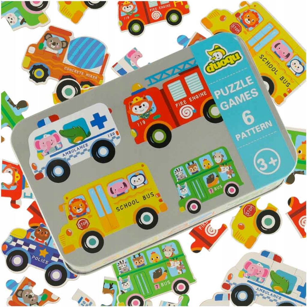 Educatieve Puzzel in Blik: Voertuigen - 30 Stukjes