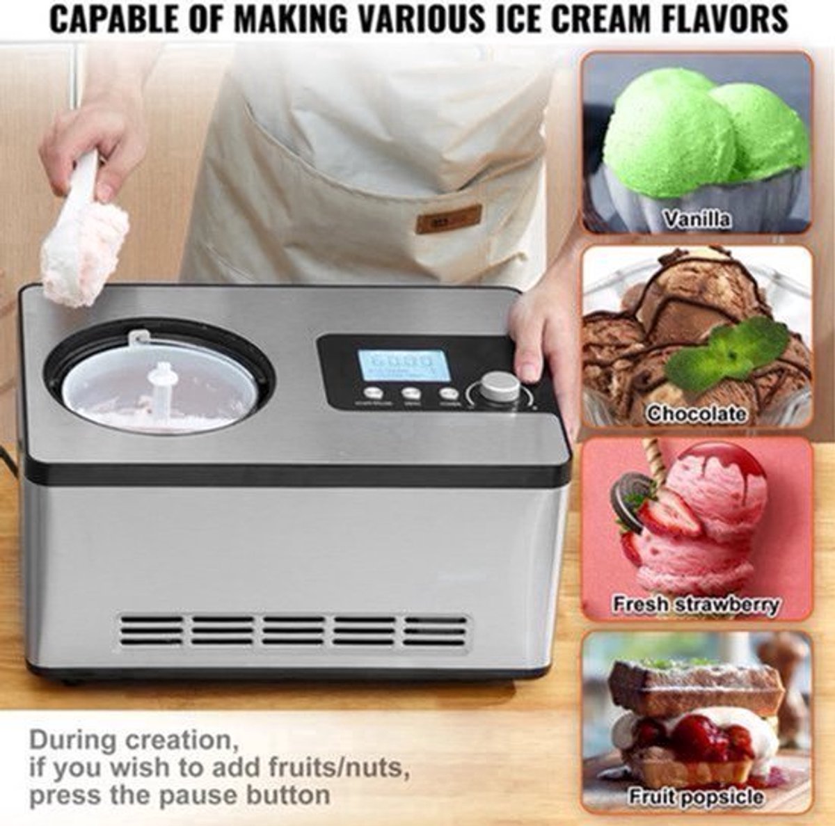 Ijsmaker - IJsmachine - Slushy Maker - IJsmachine - Smoothie Maker - Vrijstaand - met Ingebouwde Compressor 2 Quart