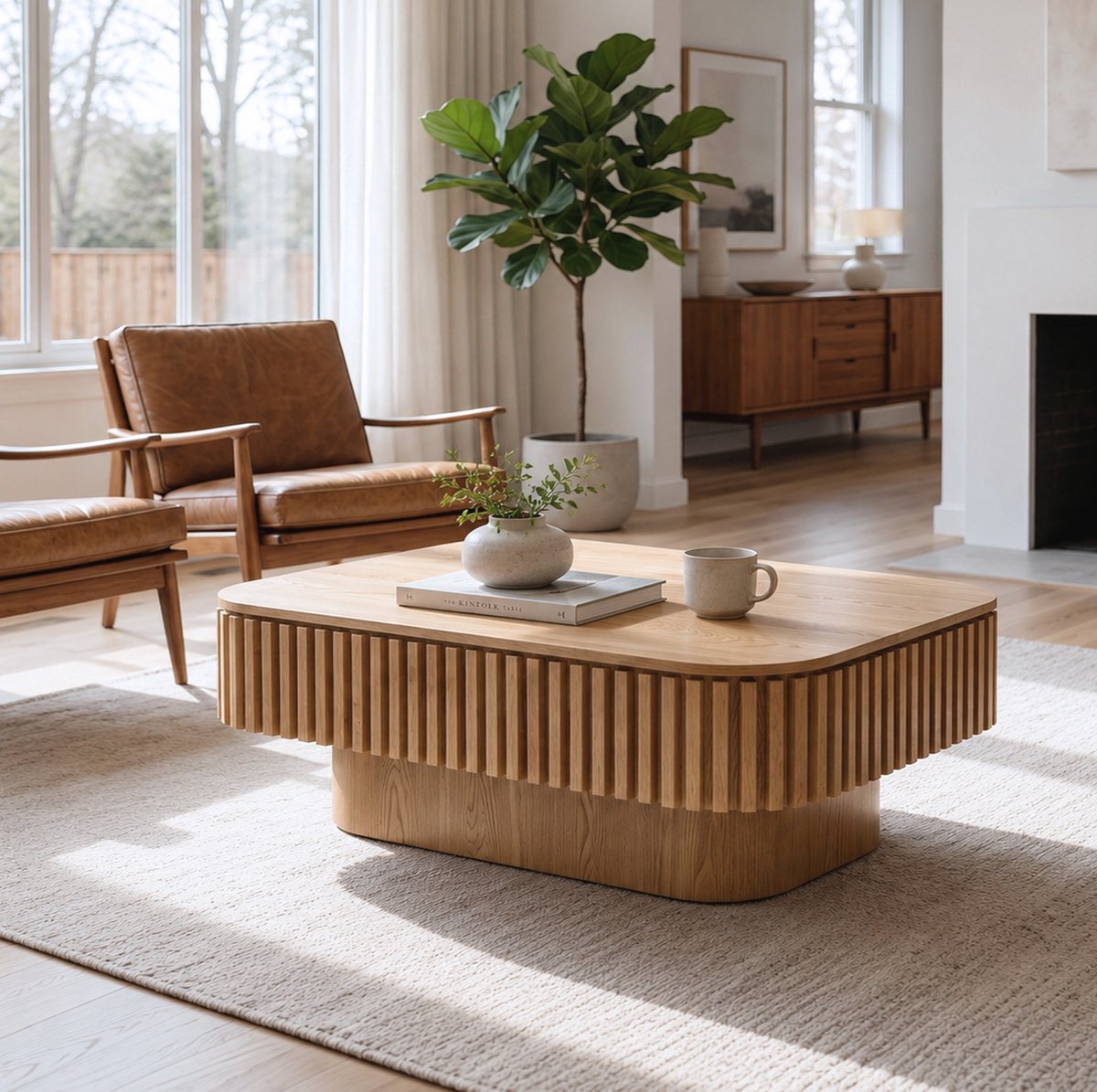 MODENUIT Salontafel - Verborgen Opbergruimte - Woonkamer En Slaapkamer - MDF - Naturel Hout - 98 Cm