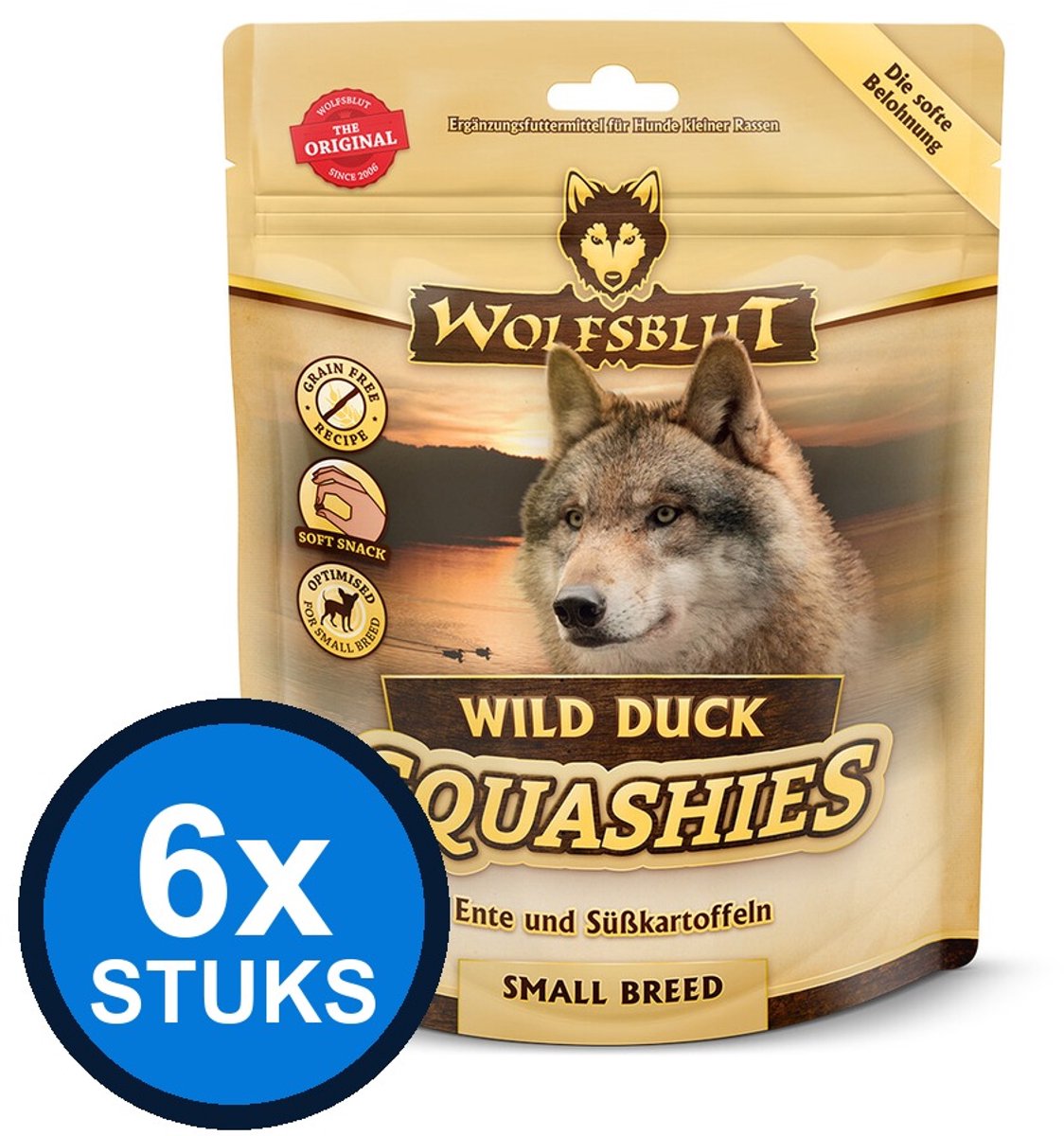 6x Wolfsblut - Squashies Wild Duck Small Breed - Hondenvoer Droogvoer - 350 g