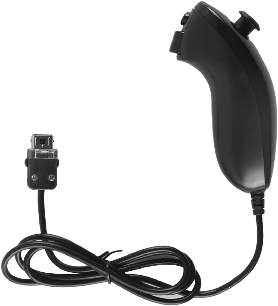 Bewegingsgestuurde bedrade Nunchuck-controller voor consolevideogames - Zwart, ergonomisch ontwerp, hoge precisie, compatibel met meerdere consoles