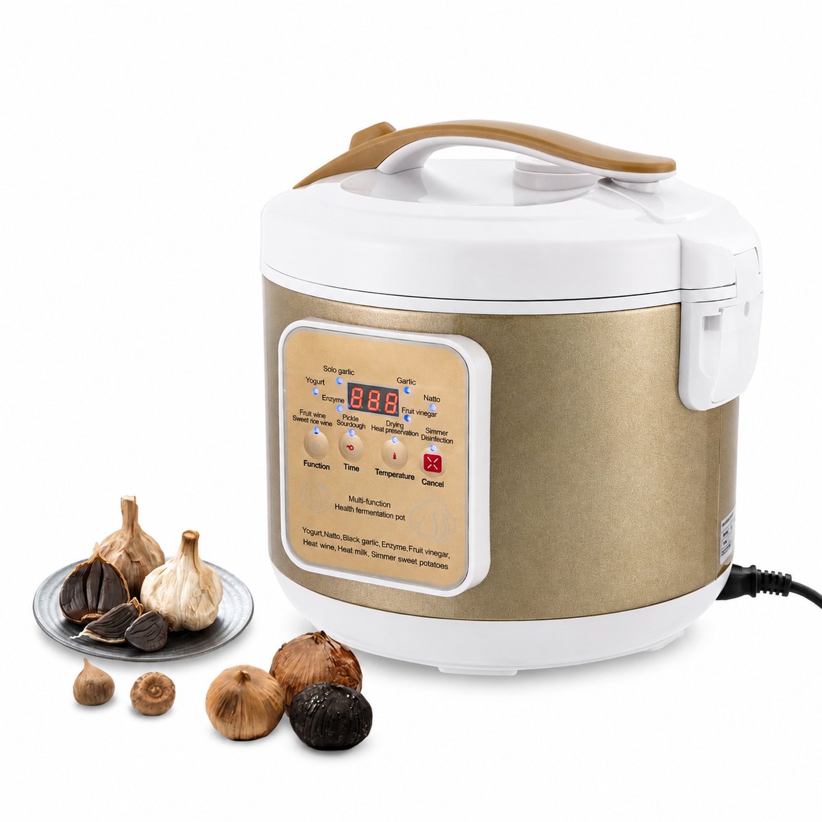 Veya Zwarte knoflookfermentatievat - Yoghurtmachine - Yoghurt maker - Knoflook fermenteren - 6 Liter - Energiezuinig - 90 W