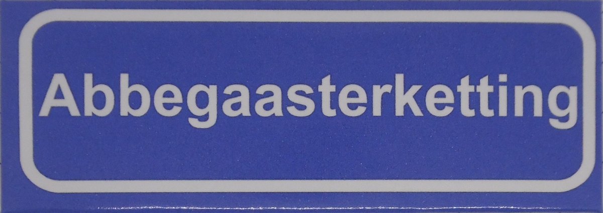 Souv© - koelkast magneet - plaatsnaam bord - kombord - souvenir - koelkastmagneetje - relatiegeschenk Abbegaasterketting