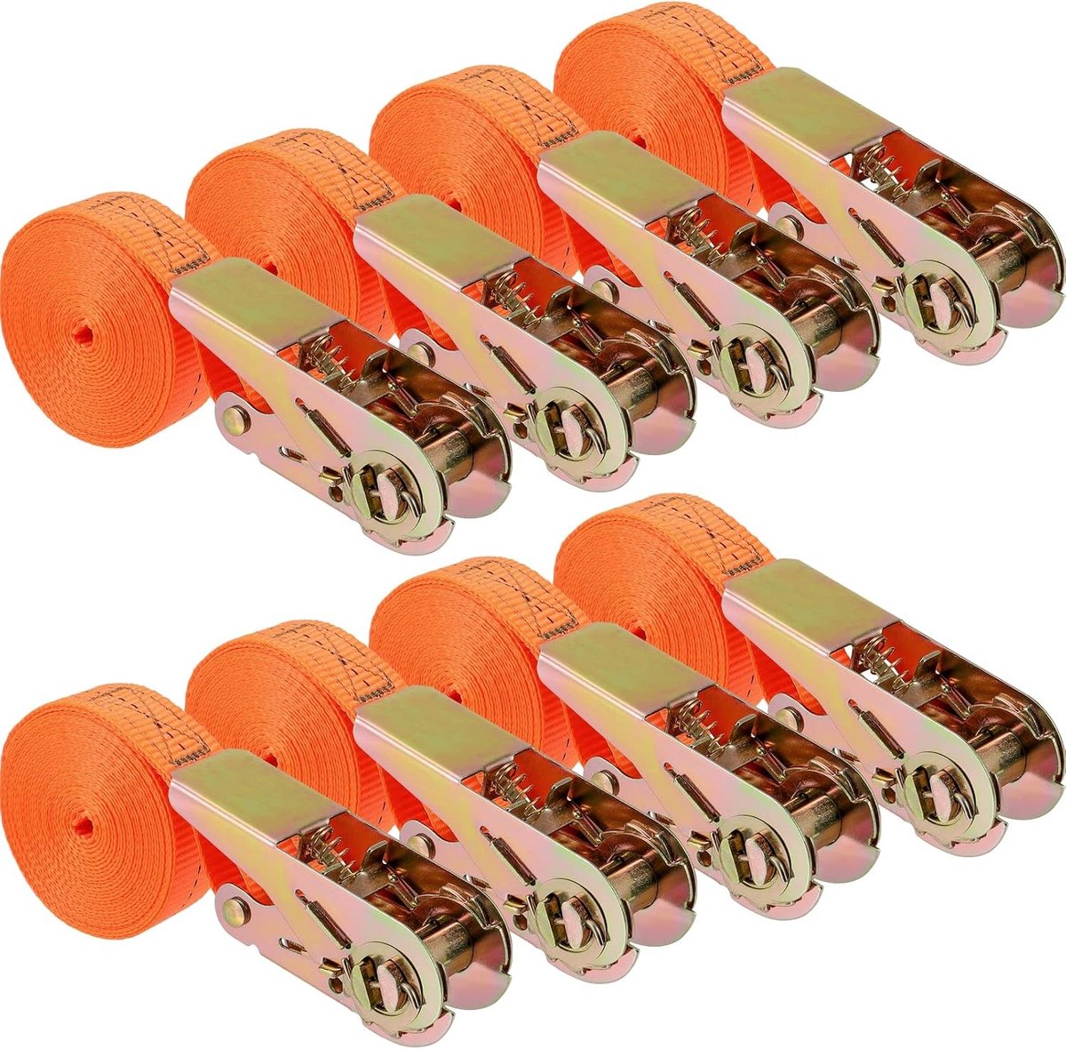 8 Pack 4m x 2.5cm 800kg Spanbanden, Stevige Tension Straps voor Vrachtwagens en Bagage, Ideaal voor Lasten Bevestigen met Hoge Breeksterkte