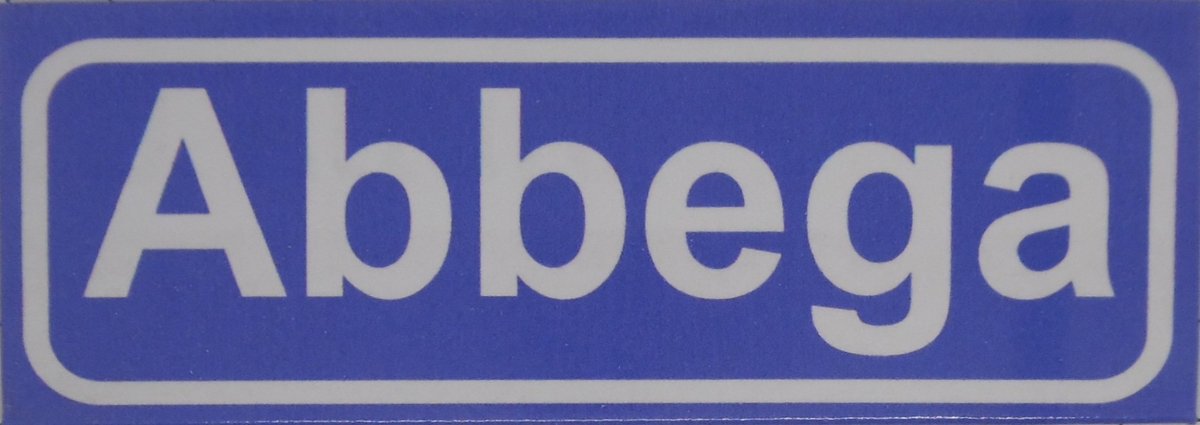 Souv© - koelkast magneet - plaatsnaam bord - kombord - souvenir - koelkastmagneetje - relatiegeschenk Abbega