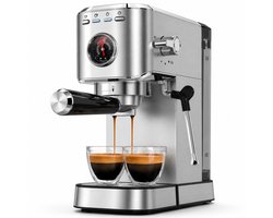 Espressomachine 20 Bar – Met Melkopschuimer & Manometer – Kopjeswarmer – 1,1 L Waterreservoir