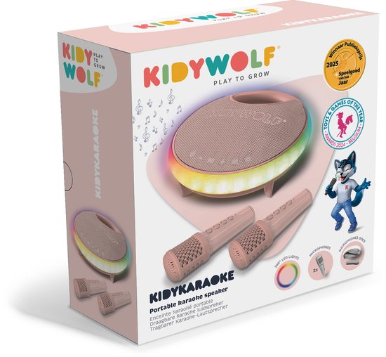 KIDYWOLF KIDYKARAOKE – Draagbare Karaoke Speaker met 2 Draadloze Microfoons, Lichteffecten en Bluetooth - Roze - 5+ — afbeelding 2