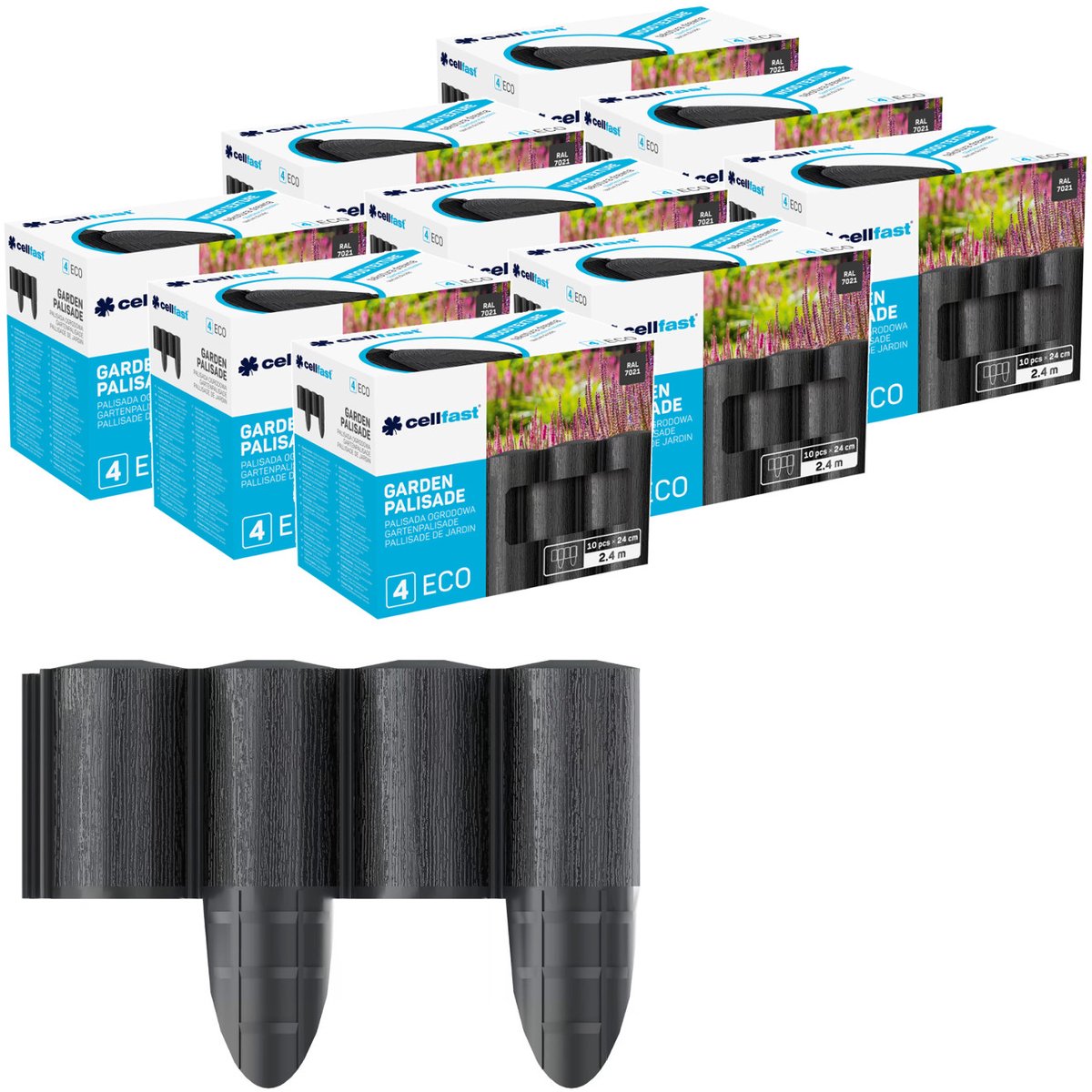 Cellfast - Palissade - tuinpalissade - UV-bestendig - 21,6 m - Antraciet