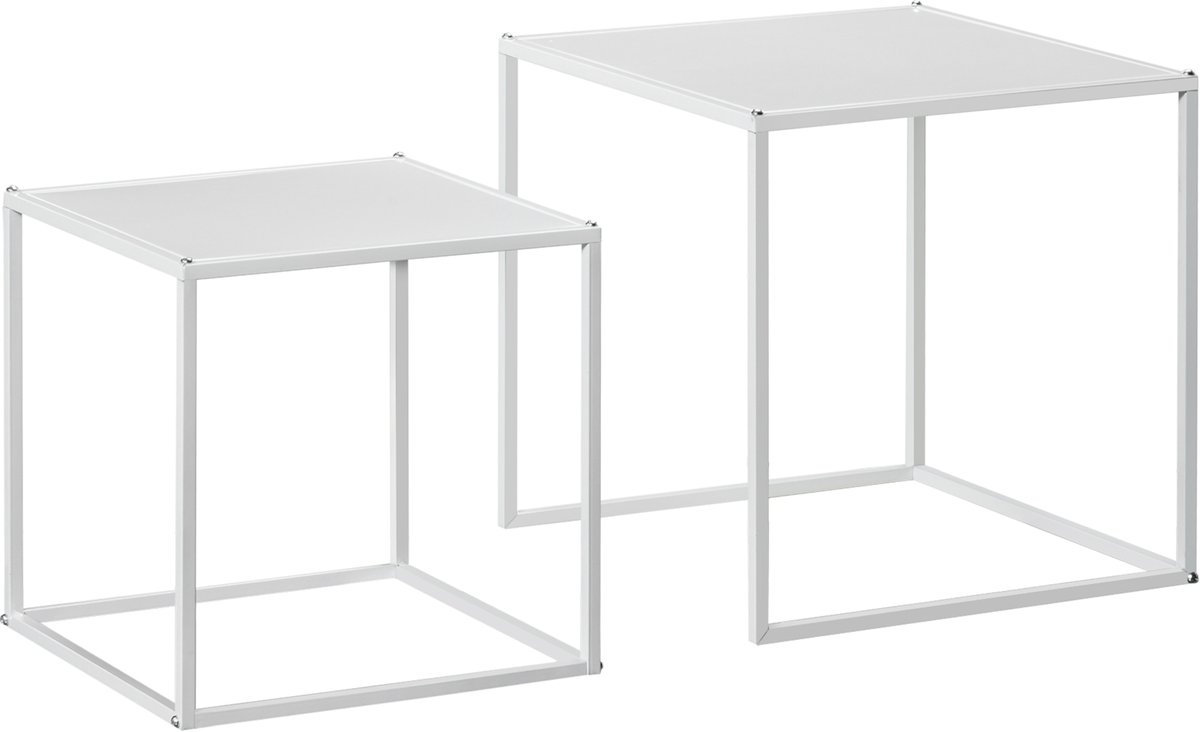 HOMCOM salontafel set - set van 2 tafel - staal - wit
