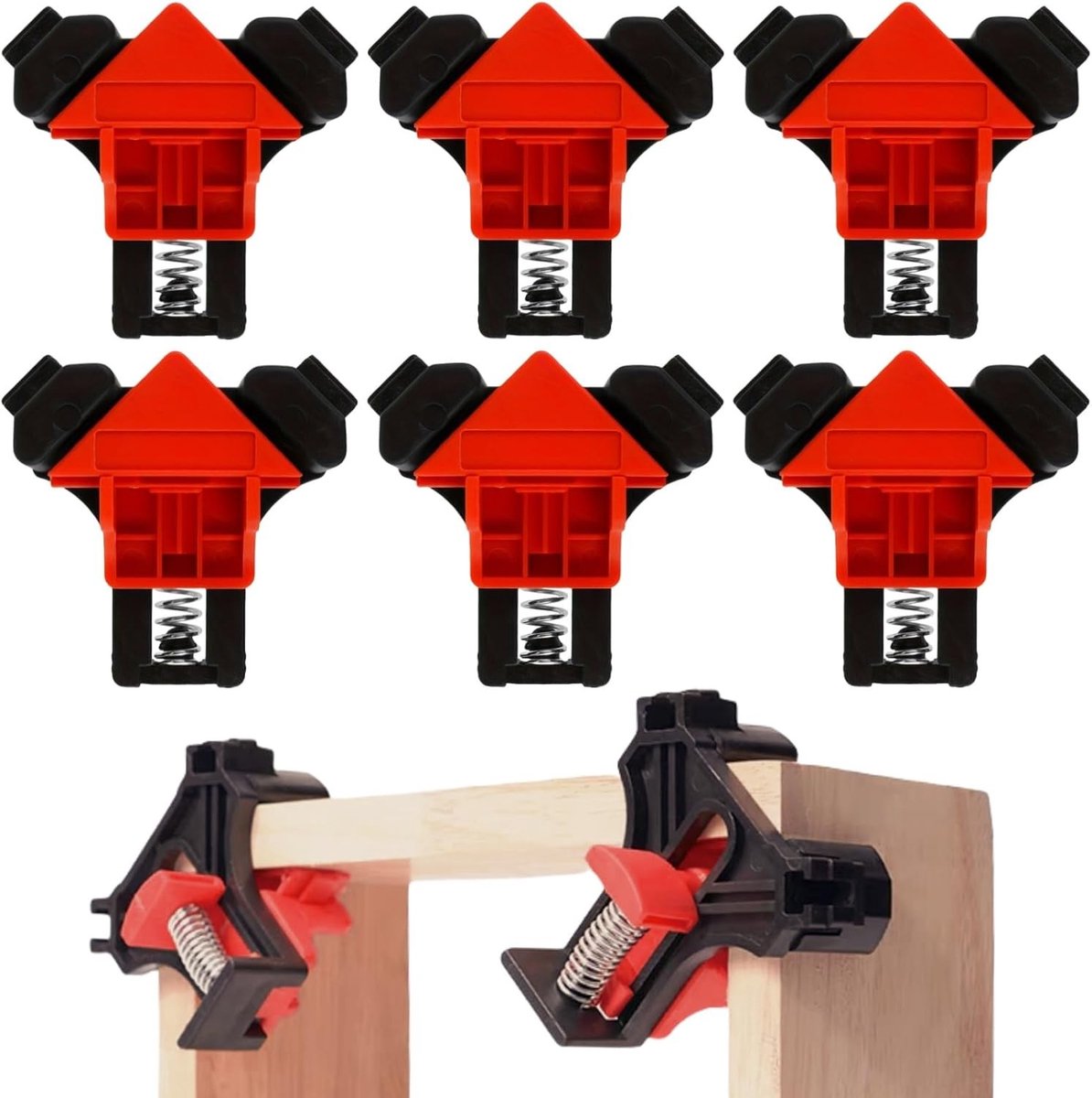 Hoekklem houtbewerking - Transparant - 90 graden - ABS Kunststof en Staal - Set van 6 verstelbare klemmen voor houtbewerking