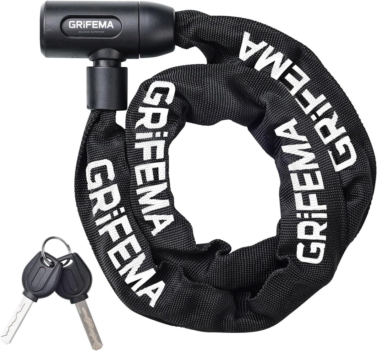 Fiets sleeptouw - Zwart - 120 cm - Nylon beschermhoes met stalen ketting - Veilig slot voor fiets en motorfiets